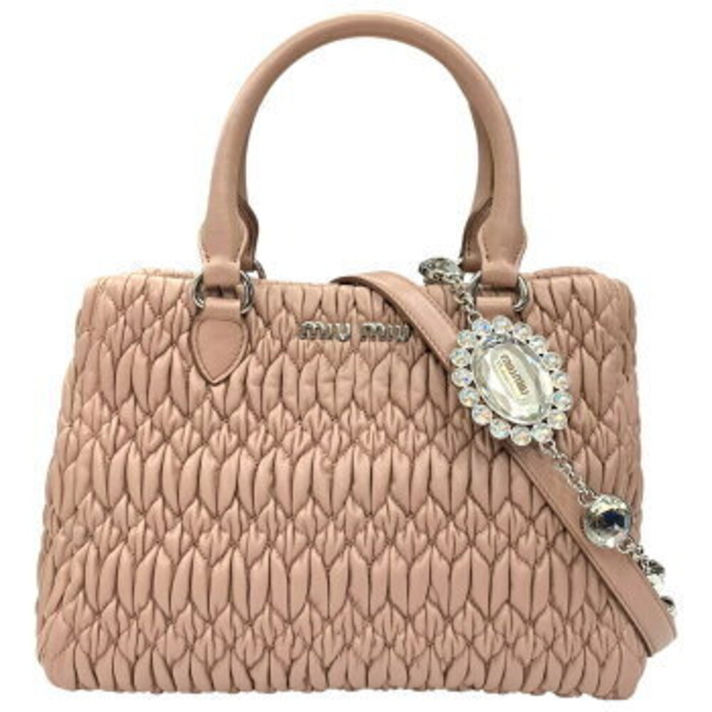 Miu Miu Nappa Crystal Matelasse Handbag Cameo Pink Shoulder Bag